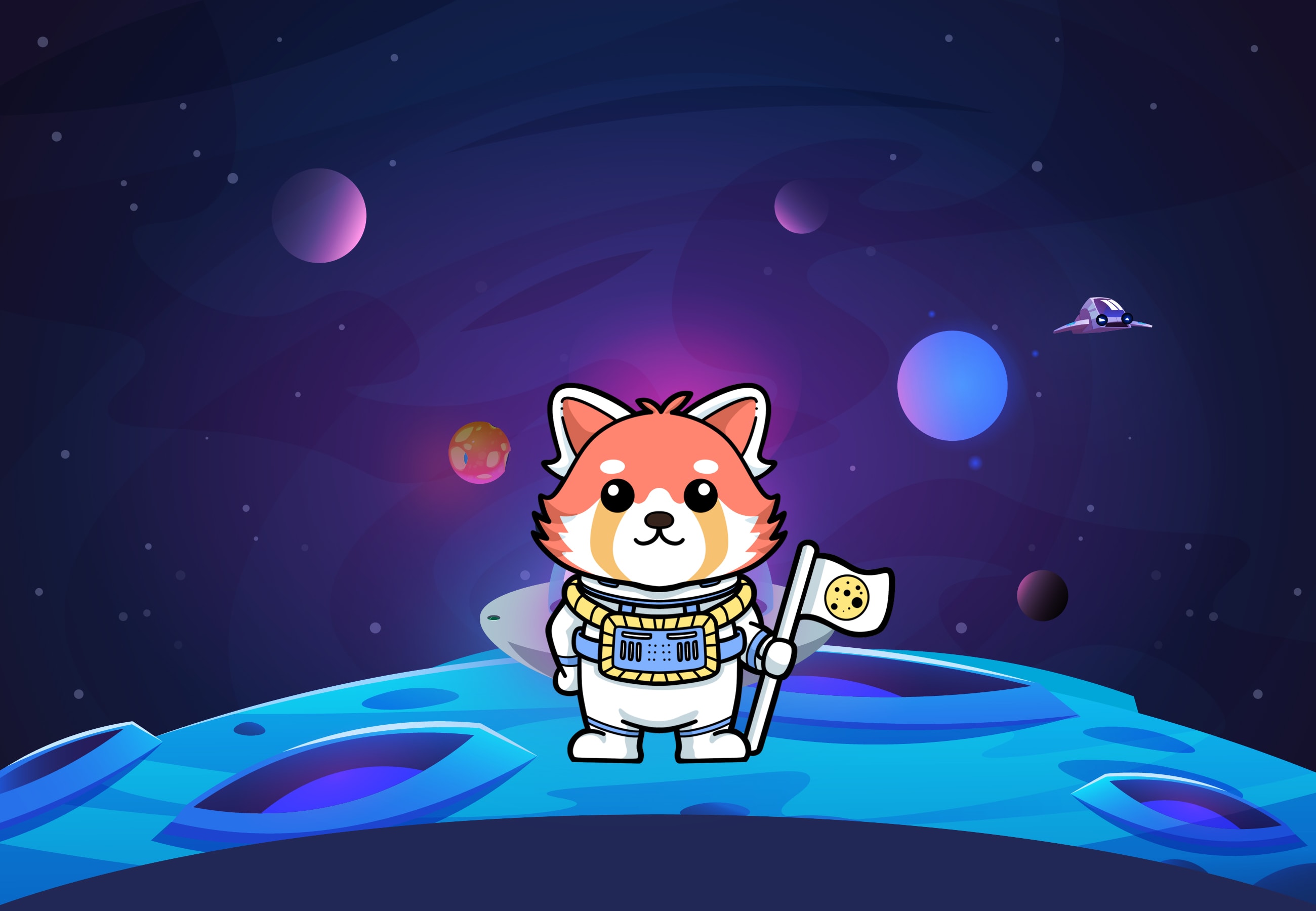 Space Background with Panda